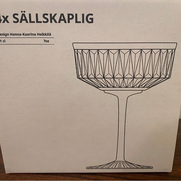 Cocktail Champagne Coupe IKEA SÄLLSKAPLIG Glasses Patterned 4 Pack NWT - Picture 7 of 7